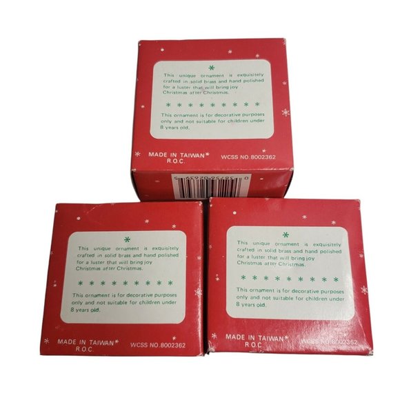 Vintage Brass Ornate Ornaments Set of 3 Made in Taiwan ROC - Picture 5 of 6